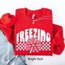 Large Red Freezing Retro Checkered Snowflake Winter Cold Vintage Inspired Cozy Fleece Edition Sweatshirt
