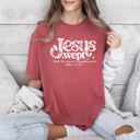 XXL Crimson Red Jesus Wept, But He Never Complained Strength Christian Faith Gospel Essentials Comfort Colors Tee