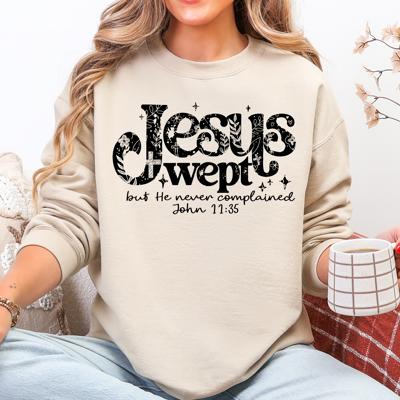 Jesus Wept But He Never Complained Strength Faith Gospel Retro Checkered Snowflake Sweatshirt