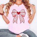 XL Blossom Light Pink Leopard Print Bow Valentine’s Day Heart Love Statement Print Collection Comfort Colors Tee