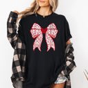 Medium Black Leopard Print Bow Valentine’s Day Heart Love Statement Print Collection Comfort Colors Tee