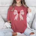 XXL Crimson Red Leopard Print Bow Valentine’s Day Heart Love Statement Print Collection Comfort Colors Tee
