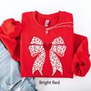 Large Red Leopard Print Bow Valentine's Day Heart Love Graphic Holiday Cozy Festive Warm Sweatshirt