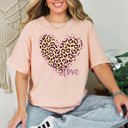  Leopard Print Heart Emblem With Love Valentine's Day Edition Deluxe Comfort Colors Tee