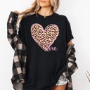 XXL Black Leopard Print Heart Emblem With Love Valentine's Day Edition Deluxe Comfort Colors Tee