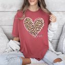 XXXL Crimson Red Leopard Print Heart Emblem With Love Valentine's Day Edition Deluxe Comfort Colors Tee