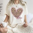 Medium Ivory Cream Leopard Print Heart Emblem With Love Valentine's Day Edition Deluxe Comfort Colors Tee