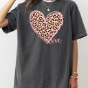 Large Pepper Dark Gray Leopard Print Heart Emblem With Love Valentine's Day Edition Deluxe Comfort Colors Tee