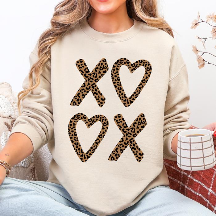 Leopard Print XOXO Valentine's Day Love Cozy Retro Graphic Fashion Flair Edition Sweatshirt