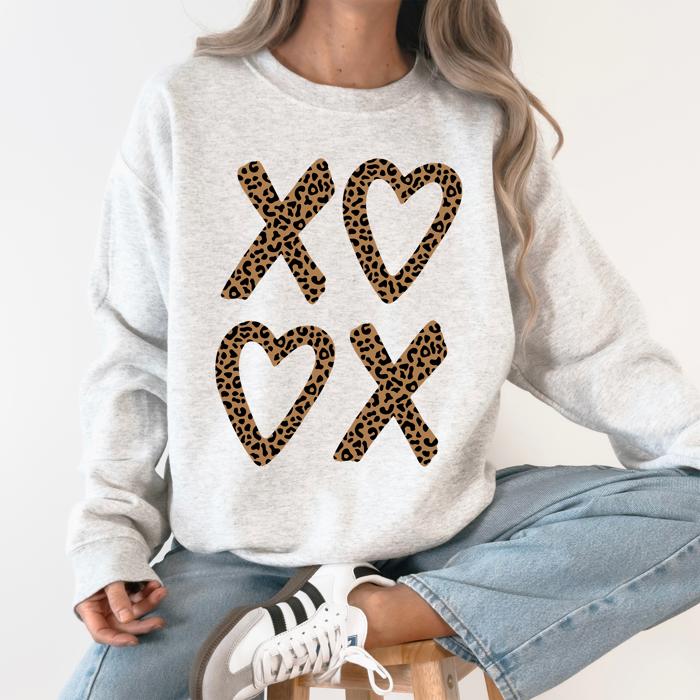 Leopard Print XOXO Valentine's Day Love Cozy Retro Graphic Fashion Flair Edition Sweatshirt