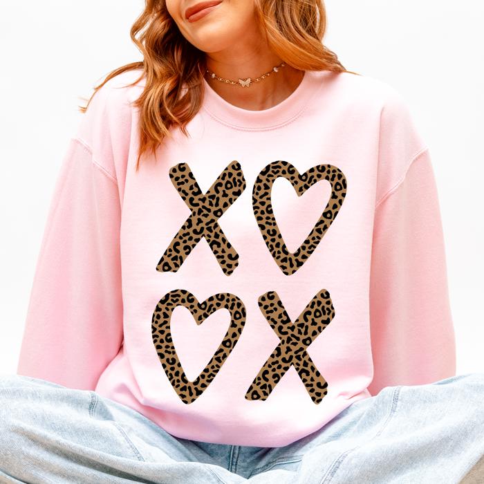 Leopard Print XOXO Valentine's Day Love Cozy Retro Graphic Fashion Flair Edition Sweatshirt