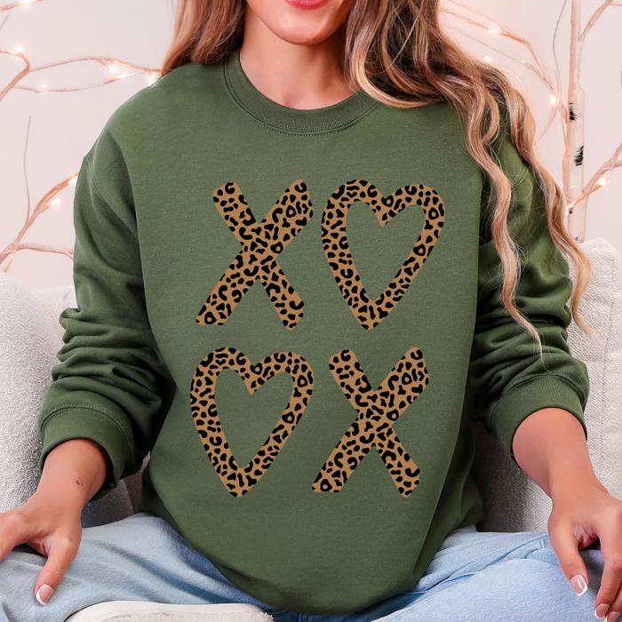 Leopard Print XOXO Valentine's Day Love Cozy Retro Graphic Fashion Flair Edition Sweatshirt
