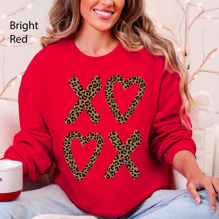 Leopard Print XOXO Valentine's Day Love Cozy Retro Graphic Fashion Flair Edition Sweatshirt