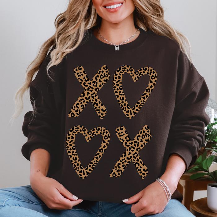 Leopard Print XOXO Valentine's Day Love Cozy Retro Graphic Fashion Flair Edition Sweatshirt