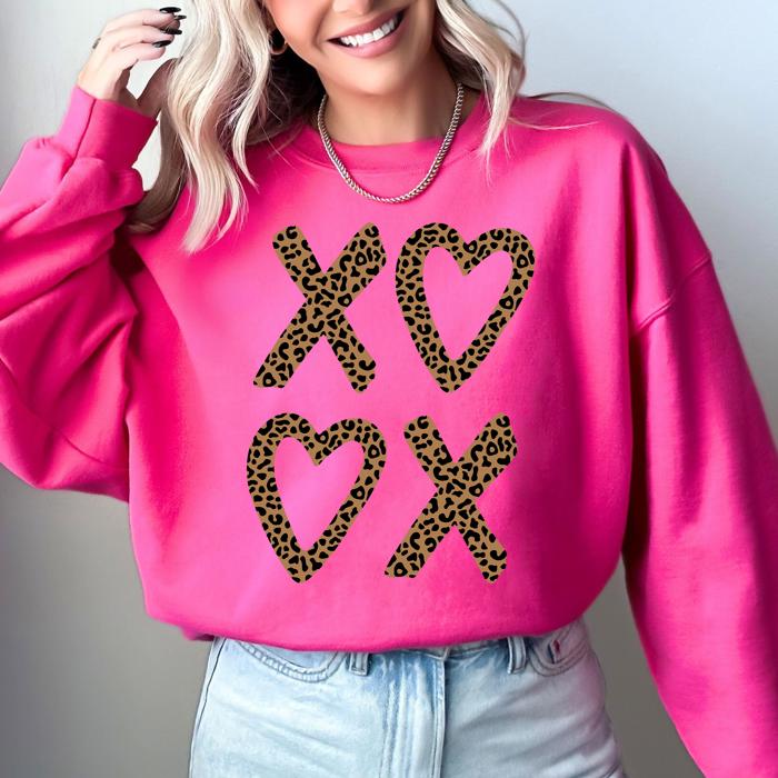 Leopard Print XOXO Valentine's Day Love Cozy Retro Graphic Fashion Flair Edition Sweatshirt