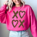 Small Heliconia Bright Pink Leopard Print XOXO Valentine's Day Love Cozy Retro Graphic Fashion Flair Edition Sweatshirt