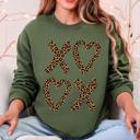 XXXL Military Green Leopard Print XOXO Valentine's Day Love Cozy Retro Graphic Fashion Flair Edition Sweatshirt