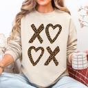 XL Sand Leopard Print XOXO Valentine's Day Love Cozy Retro Graphic Fashion Flair Edition Sweatshirt