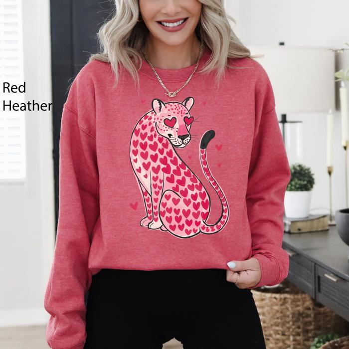 Leopard Heart Shaped Spots Valentine's Day Love Vintage Inspired Cozy Festive Graphic Elements Sweatshirt