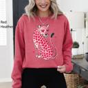  Leopard Heart Shaped Spots Valentine's Day Love Vintage Inspired Cozy Festive Graphic Elements Sweatshirt