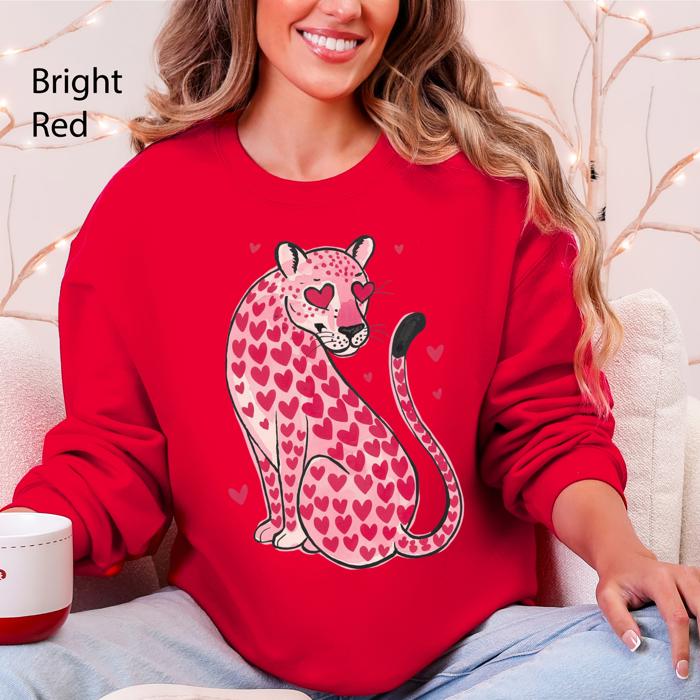 Leopard Heart Shaped Spots Valentine's Day Love Vintage Inspired Cozy Festive Graphic Elements Sweatshirt