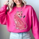 XXL Heliconia Bright Pink Leopard Heart Shaped Spots Valentine's Day Love Vintage Inspired Cozy Festive Graphic Elements Sweatshirt