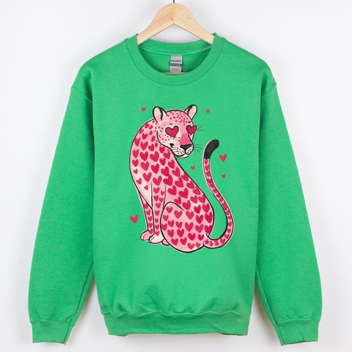 Leopard Heart Shaped Spots Valentine's Day Love Vintage Inspired Cozy Festive Graphic Elements Sweatshirt