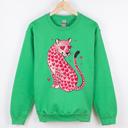 XXXL Irish Bright Green Leopard Heart Shaped Spots Valentine's Day Love Vintage Inspired Cozy Festive Graphic Elements Sweatshirt