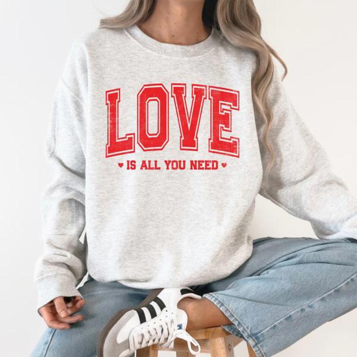 Love Is All You Need Retro Varsity Fleece Cozy Heavyweight Thermal Sweatshirt Edition