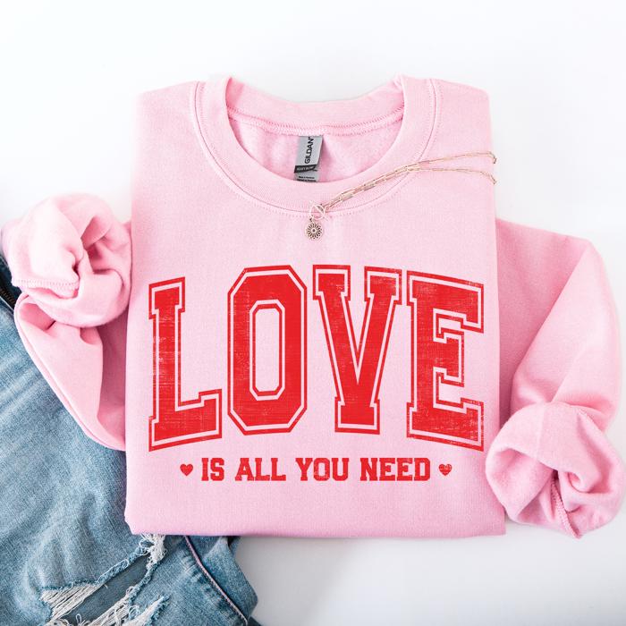 Love Is All You Need Retro Varsity Fleece Cozy Heavyweight Thermal Sweatshirt Edition