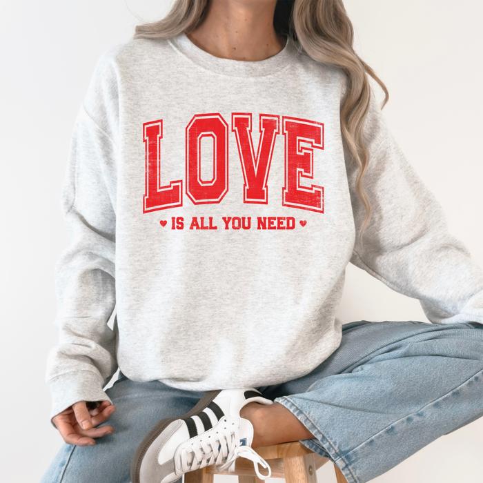 Love Is All You Need Retro Varsity Fleece Cozy Heavyweight Thermal Sweatshirt Edition