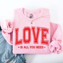 XXXL Light Pink Love Is All You Need Retro Varsity Fleece Cozy Heavyweight Thermal Sweatshirt Edition