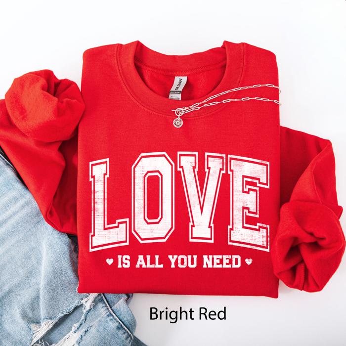 Love Is All You Need Retro Varsity Fleece Cozy Heavyweight Thermal Sweatshirt Edition