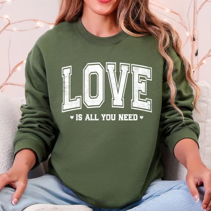 Love Is All You Need Retro Varsity Fleece Cozy Heavyweight Thermal Sweatshirt Edition