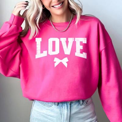 Love Is All You Need Bow Varsity Valentine's Day Retro-Inspired Classic Lettering Sweatshirt