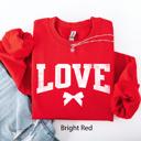 XXL Red Love Is All You Need Bow Varsity Valentine's Day Retro-Inspired Classic Lettering Sweatshirt