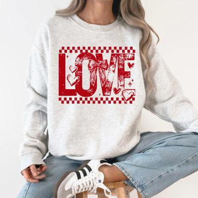 Love Checkered Hearts Valentines Day Retro Varsity Style Graphic Limited Edition Sweatshirt