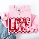  Love Checkered Hearts Valentines Day Retro Varsity Style Graphic Limited Edition Sweatshirt
