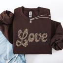  Love Checkered Leopard Print Valentine's Day Limited Edition Cozy Retro Varsity Sweatshirt