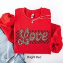 Small Red Love Checkered Leopard Print Valentine's Day Limited Edition Cozy Retro Varsity Sweatshirt