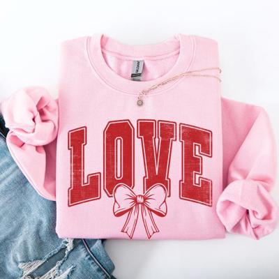 Love, Retro Bow Goose Valentine's Day Ribbons Cozy Vintage Deluxe Varsity Sweatshirt