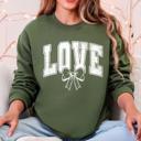  Love, Retro Bow Goose Valentine's Day Ribbons Cozy Vintage Deluxe Varsity Sweatshirt