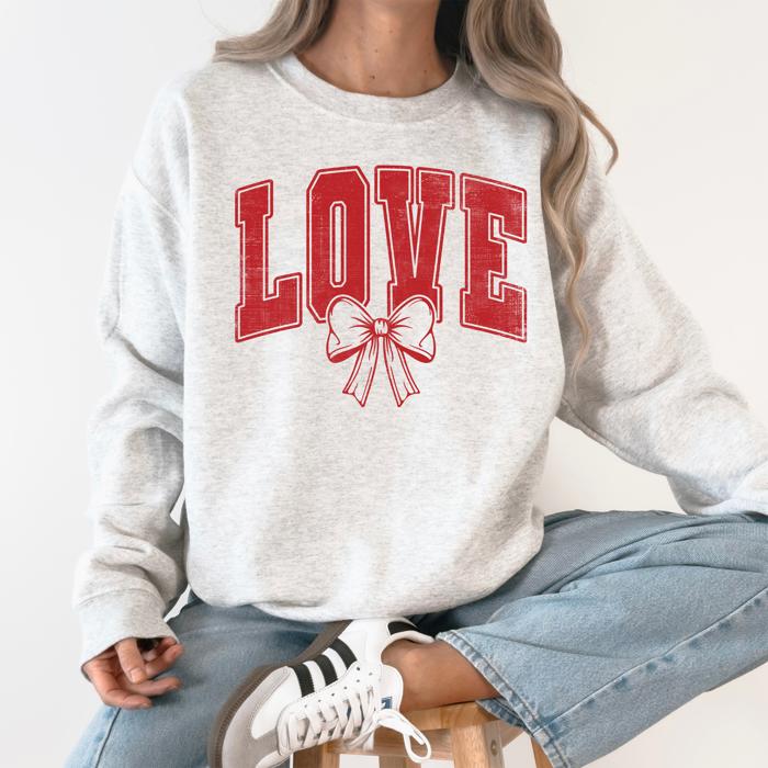 Love, Retro Bow Goose Valentine's Day Ribbons Cozy Vintage Deluxe Varsity Sweatshirt