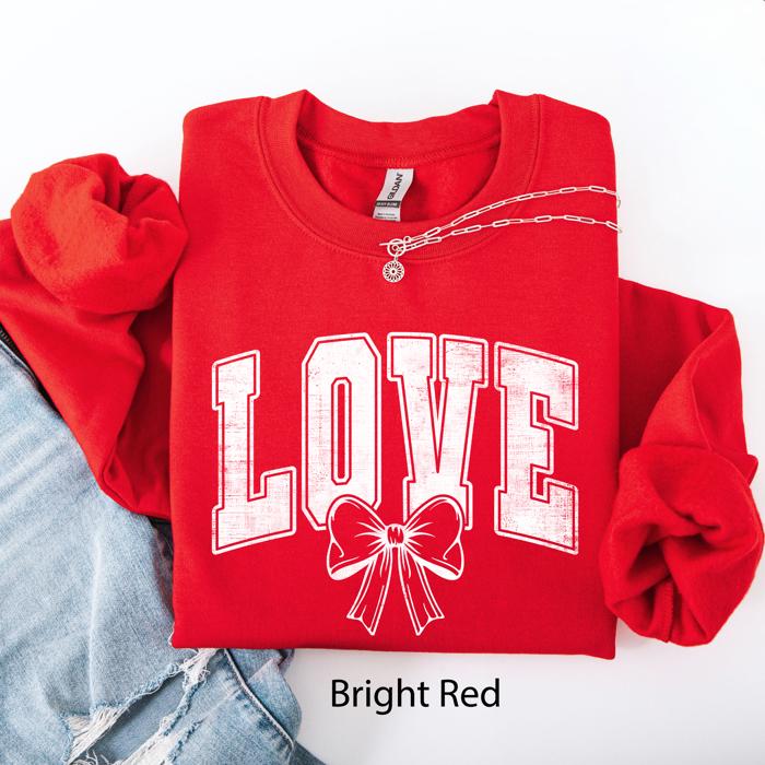 Love, Retro Bow Goose Valentine's Day Ribbons Cozy Vintage Deluxe Varsity Sweatshirt