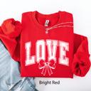 Medium Red Love, Retro Bow Goose Valentine's Day Ribbons Cozy Vintage Deluxe Varsity Sweatshirt