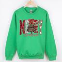 Medium Irish Bright Green Merry Christmas Colorful Leopard Print Santa Retro-Inspired Cozy Fleece-Lined Sweatshirt