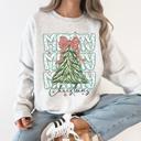  Merry Christmas Beautiful Tree Santa Classic Christmas Gingham Bow Cozy Sweatshirt