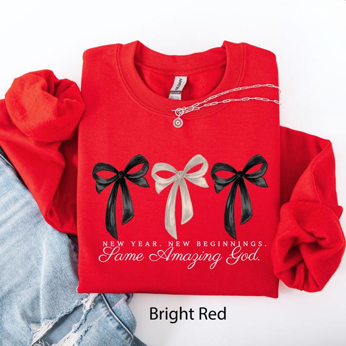 New Year, New Beginnings, Same Loving God, Gospel, Faith, Christian Seasonal Sweatshirt