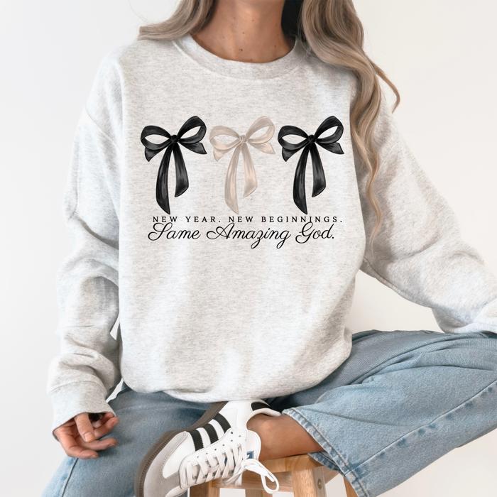 New Year, New Beginnings, Same Loving God, Gospel, Faith, Christian Seasonal Sweatshirt