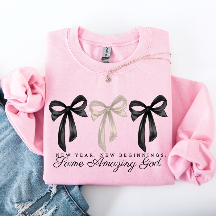 New Year, New Beginnings, Same Loving God, Gospel, Faith, Christian Seasonal Sweatshirt